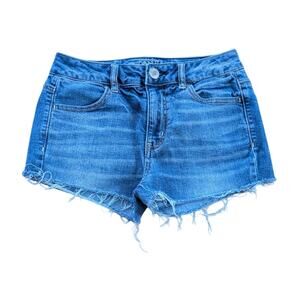 American Eagle Cut Off Denim Jean Shorts Womens 2 Blue Light Wash 2" Waist 26